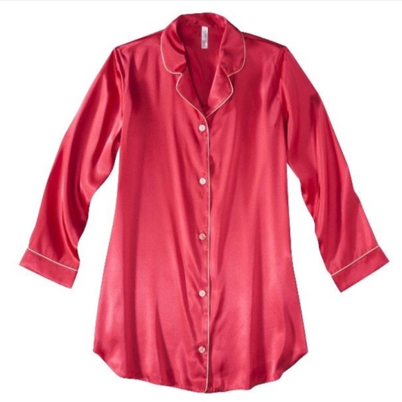 Gilligan & O'Malley Other - Red satin button down sleep shirt Gilligan & O'Malley Other - Red satin button down sleep shirt